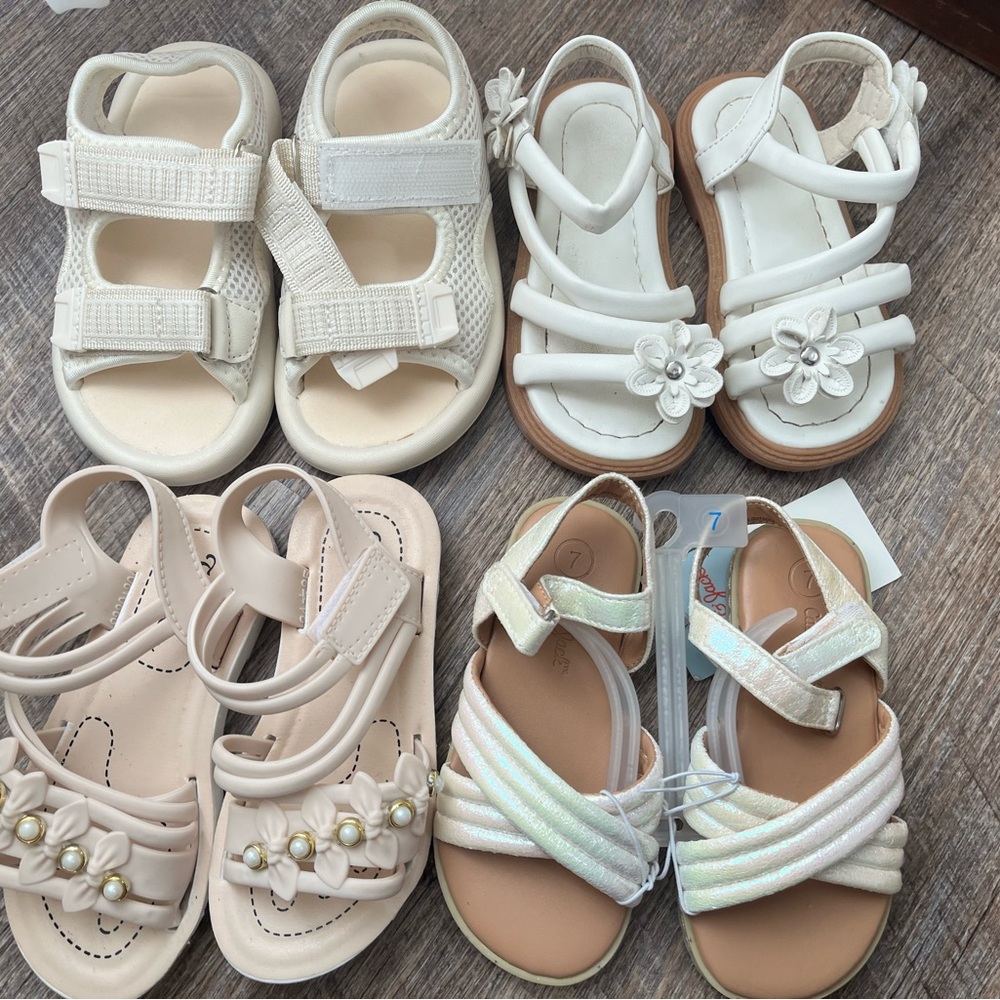 Bundle Toddlers new White and Cream Sandals Set